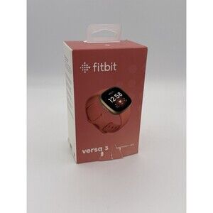 Fitbit Versa 3 Smartwatch Soft Gold Pink Clay Band Charger Extra Band EUC